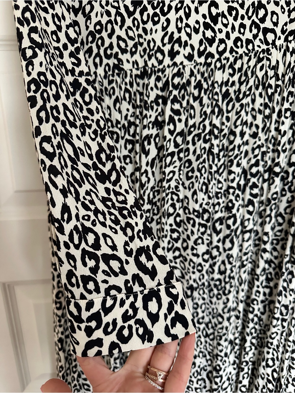 Anthropologie Black & White Leopard Print Midi Dress - Picture 5 of 5